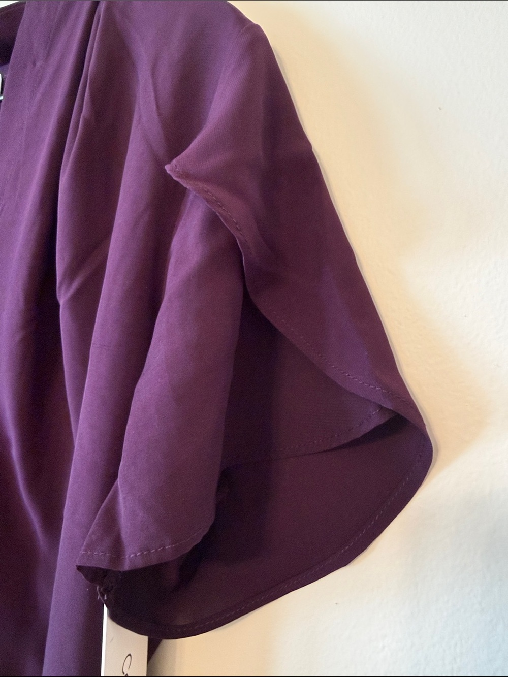 CALVIN KLEIN Deep Purple V-Neck Short Sleeve Blouse - Picture 6 of 9